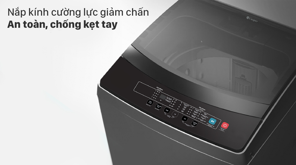 Máy giặt Casper 8.5 kg WT-85N68BGA - Nắp cường lực