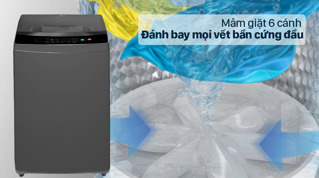 Máy giặt Casper 9.5 kg WT-95N68BGA - Đánh bay mọi vết bẩn cứng đầu với mâm giặt 6 cánh