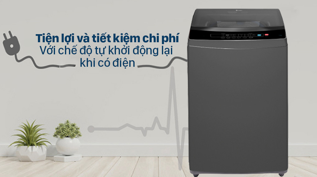 Máy giặt Casper 9.5 kg WT-95N68BGA - Tiện lợi và tiết kiệm chi phí với chế độ tự khởi động lại khi có điện