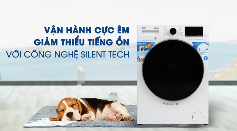 Silent Tech - Máy giặt Beko Inverter 8 kg WCV8649XWST