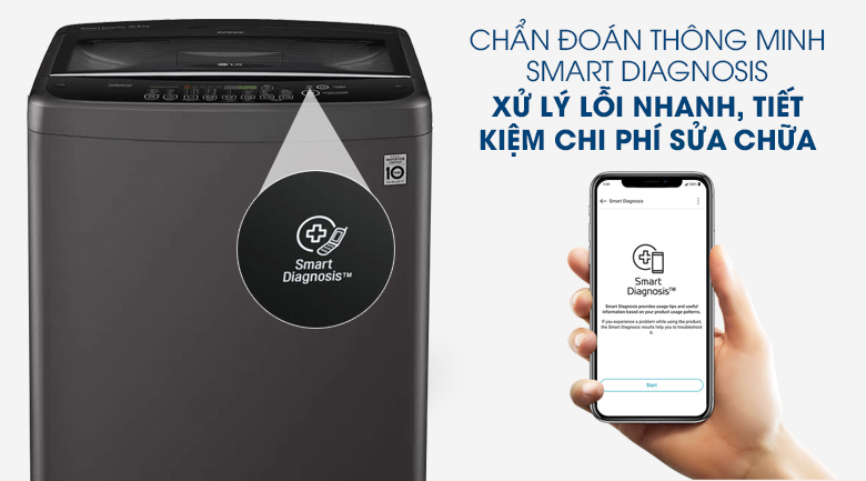 Máy giặt LG Inverter 10.5 kg T2350VSAB - Chẩn đoán, xử lý lỗi nhanh, tiết kiệm chi phí sửa chữa với công nghệ Smart Diagnosis