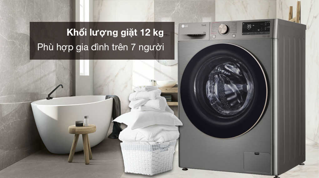 Máy giặt LG Inverter 12 kg FV1412S3PA - Khối lượng giặt 12 kg, phù hợp cho gia đình trên 7 người sử dụng Máy giặt LG Inverter 12 kg FV1412S3PA - Khối lượng giặt 12 kg, phù hợp cho gia đình trên 7 người sử dụng