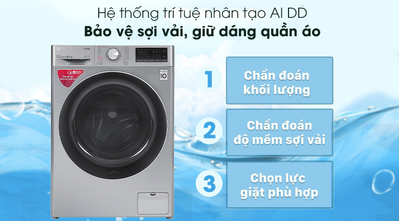 Máy giặt LG Inverter 8.5 kg FV1408S4V - Cảm biến AI DD