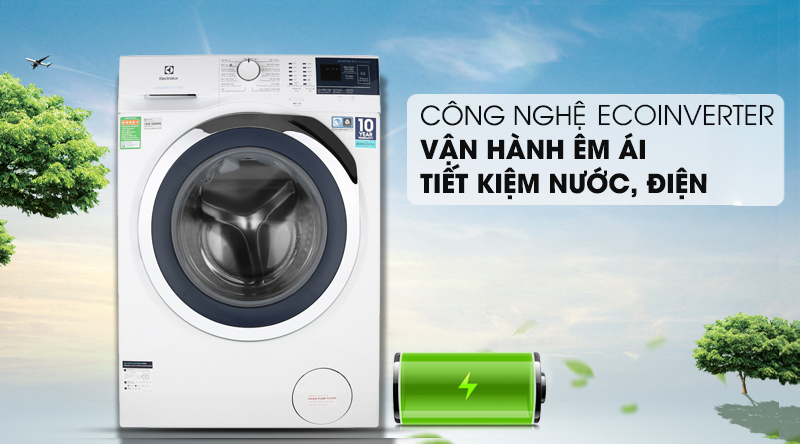 Công nghệ Inveter giúp máy vận hành êm, tiết kiệm điện, nước - Máy giặt Electrolux Inverter 9 kg EWF9024BDWA Mẫu 2019