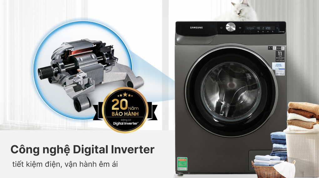 Máy giặt Samsung AI Inverter 10kg WW10T634DLX/SV - Công nghệ Inverter Máy giặt Samsung AI Inverter 10kg WW10T634DLX/SV - Công nghệ Inverter