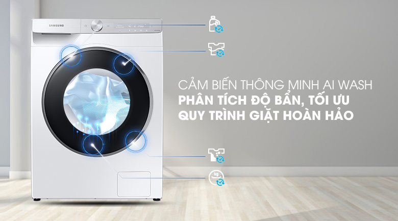 Máy giặt Samsung AI Inverter 9kg WW90TP44DSH/SV - Giặt cảm biến thông minh AI Wash