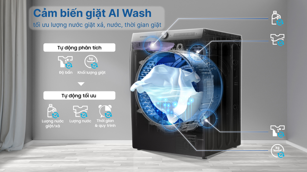 Máy giặt Samsung Inverter 10 kg WW10TP44DSB/SV - Công nghệ giặt AI Wash Máy giặt Samsung Inverter 10 kg WW10TP44DSB/SV - Công nghệ giặt AI Wash