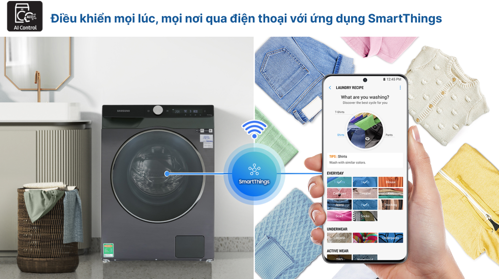 Máy giặt Samsung Inverter 10 kg WW10TP44DSB/SV - Điều khiển từ xa qua ứng dụng SmartThing Máy giặt Samsung Inverter 10 kg WW10TP44DSB/SV - Điều khiển từ xa qua ứng dụng SmartThing