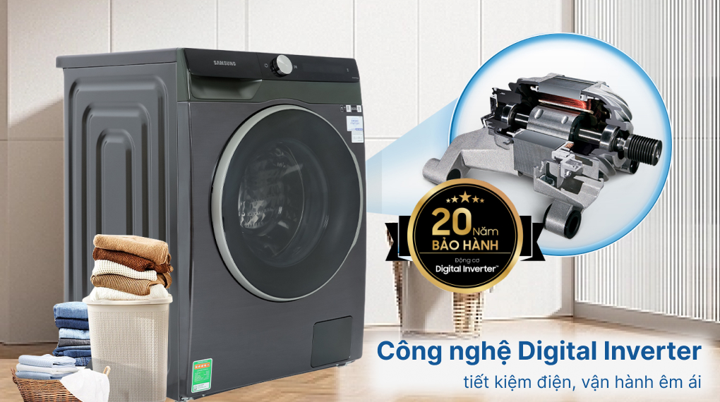Máy giặt Samsung Inverter 10 kg WW10TP44DSB/SV - Công nghệ Inverter Máy giặt Samsung Inverter 10 kg WW10TP44DSB/SV - Công nghệ Inverter