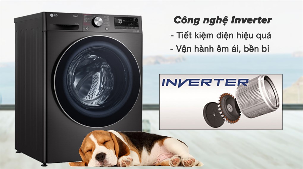Máy giặt sấy LG Inverter giặt 12 kg - sấy 7 kg FV1412H3BA - Công nghệ Inverter tiết kiệm điện năng, vận hành êm ái và bền bỉ Máy giặt sấy LG Inverter giặt 12 kg - sấy 7 kg FV1412H3BA - Công nghệ Inverter tiết kiệm điện năng, vận hành êm ái và bền bỉ