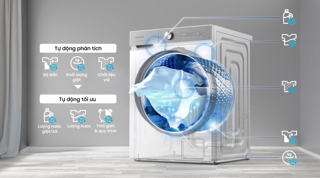 AI WASH - Máy giặt sấy Samsung Inverter 12 kg WD12BB944DGHSV AI WASH - Máy giặt sấy Samsung Inverter 12 kg WD12BB944DGHSV