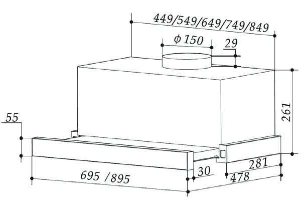 kích thước hút mùi EUH01170