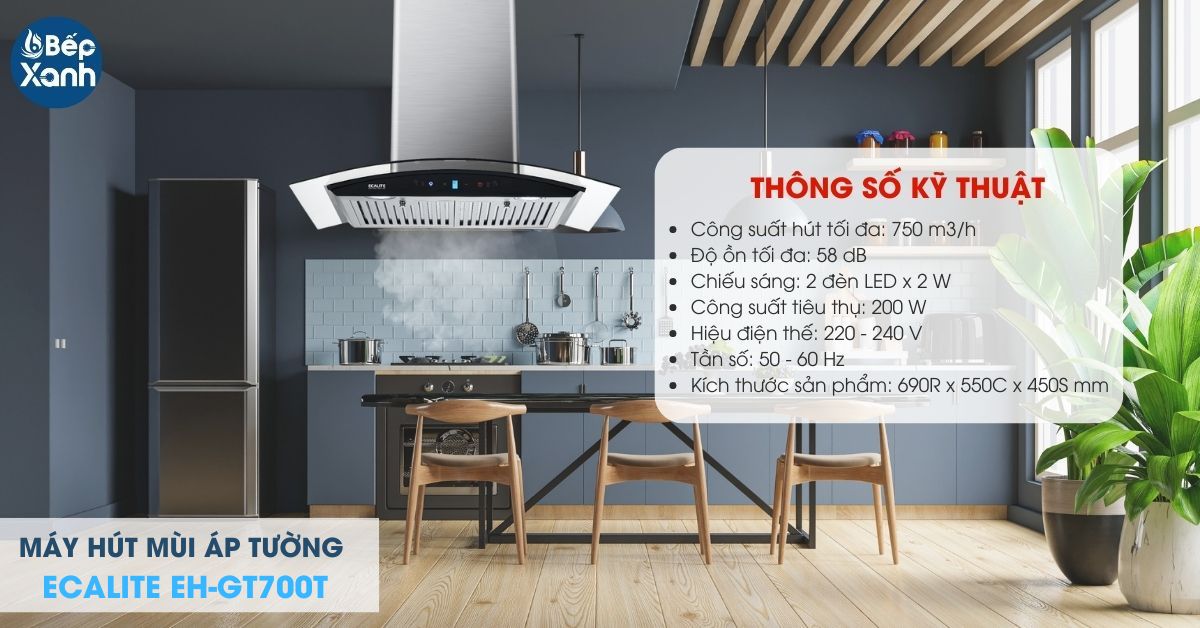 Máy hút mùi treo tường Ecalite EH-GT700T