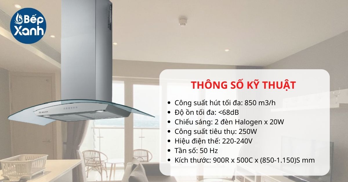 Máy hút mùi áp tường Malloca Sigma-K820T