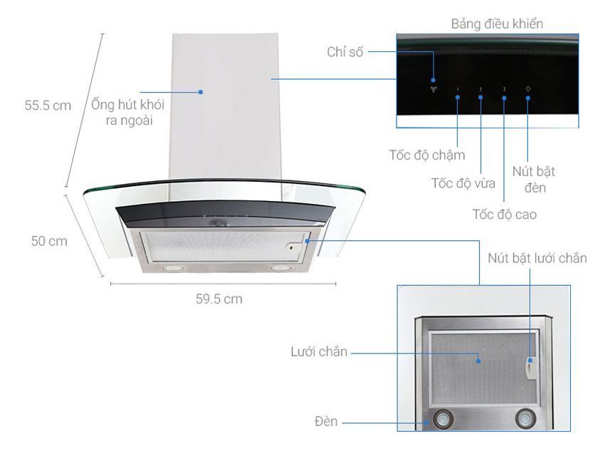 Cấu tạo của máy hút mùi Electrolux EFC636GAR 