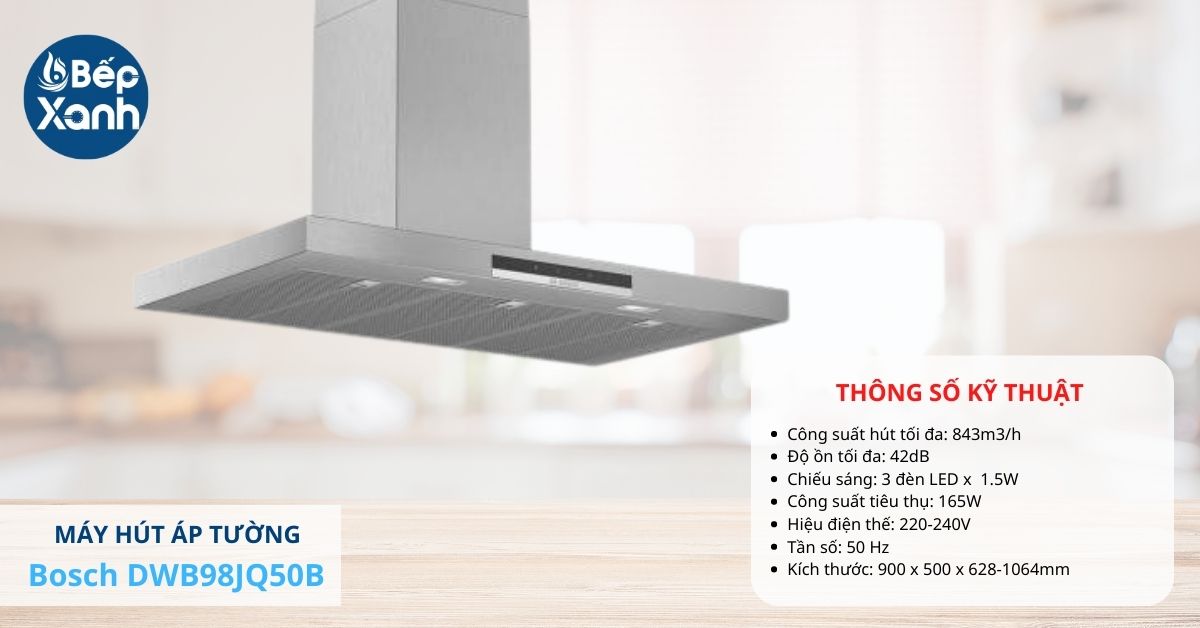 Máy hút mùi áp tường Bosch DWB98JQ50B