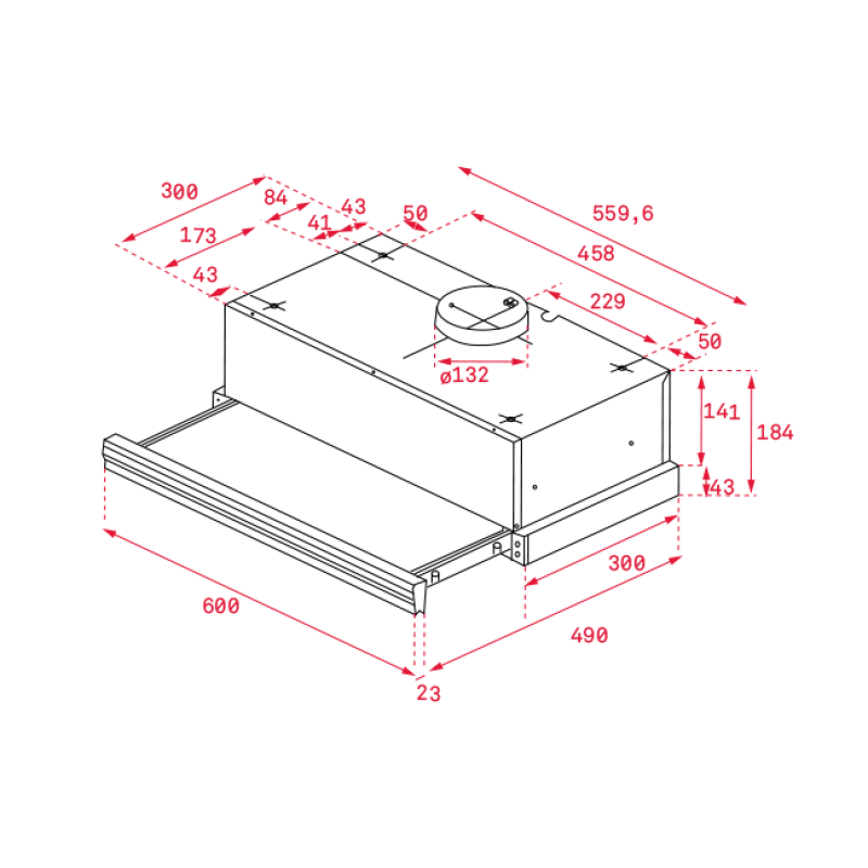 Kích thước lắp đặt máy hút mùi Teka CNL 6400 40436800