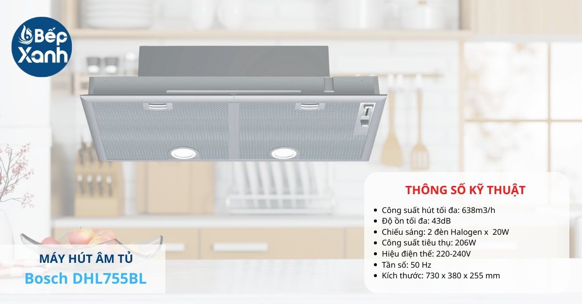 máy hút mùi áp tường Bosch DHL755BL