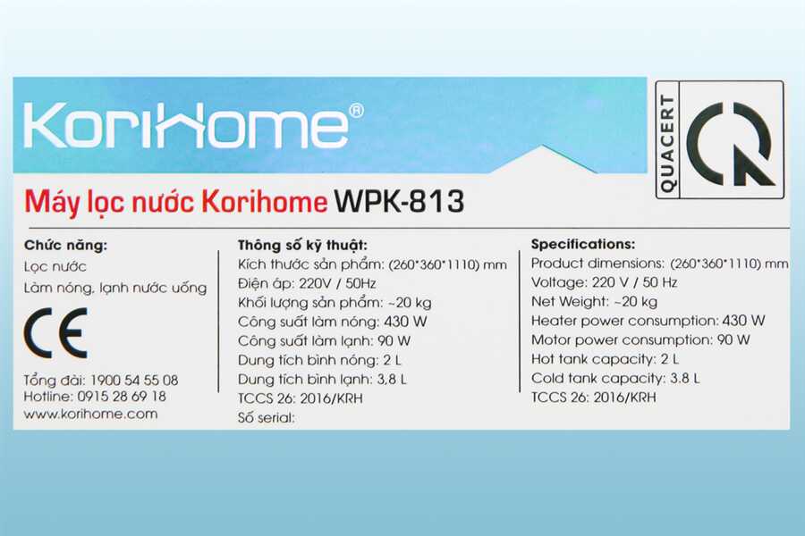 Máy lọc nước RO nóng lạnh Korihome WPK-813 6 lõi - Chế độ ECO tiết kiệm tới 30% điện năng tiêu thụ Máy lọc nước RO nóng lạnh Korihome WPK-813 6 lõi - Chế độ ECO tiết kiệm tới 30% điện năng tiêu thụ