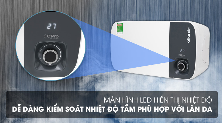 Bình nước nóng Atlantic SWH 20H M-3 NEO PLUS 823019 có núm vặn và màn hình hiển thị nhiệt độ 