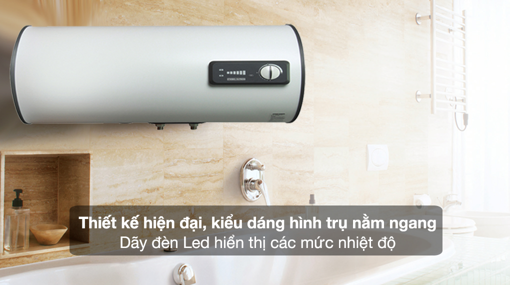 Bình nóng lạnh gián tiếp Stiebel Eltron 100 lít ESH 100 H Plus T-VN - Thiết kế hiện đại, kiểu dáng nằm ngang kèm dãy đèn Led hiển thị các mức nhiệt độ 