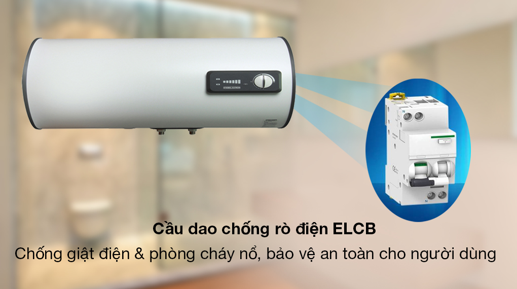 Máy nước nóng gián tiếp Stiebel Eltron 50 lít ESH 50 H Plus T-VN - Cầu dao chống rò điện ELCB chống điện giật, an toàn cho người dùng