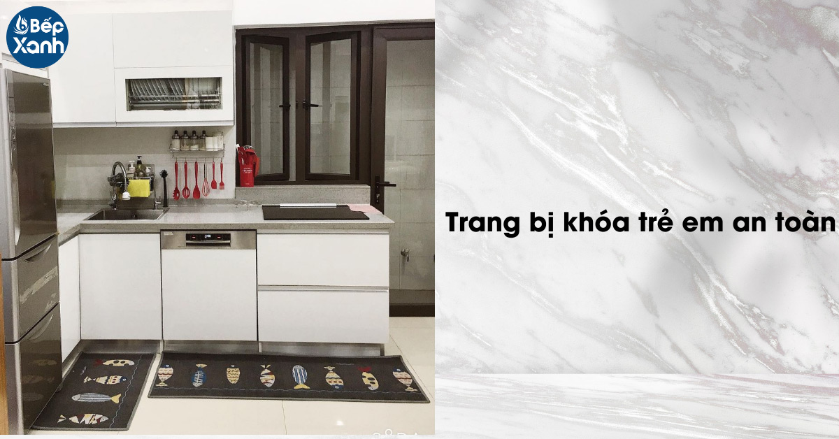 Máy rửa chén âm tủ bán phần trang bị khóa trẻ em