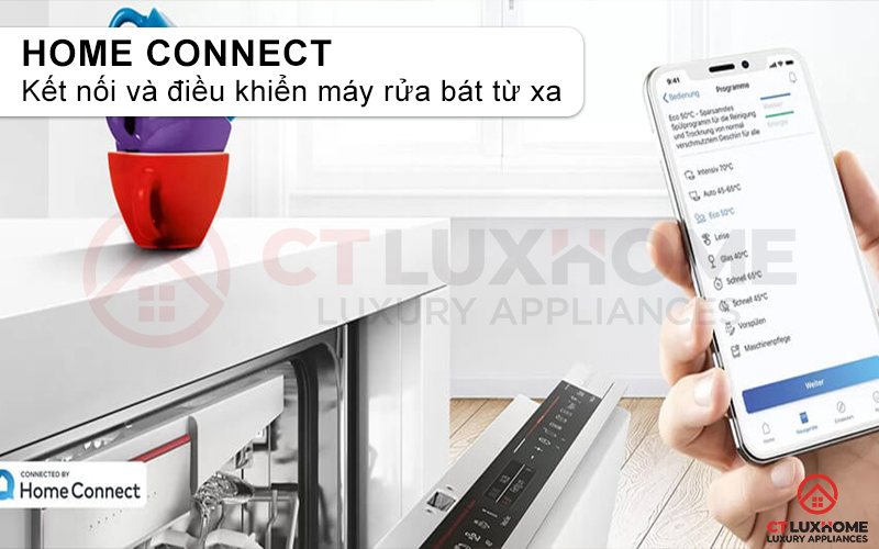 Kết nối và điều khiển máy rửa bát SMV6ZCX16E từ xa thông qua Home Connect