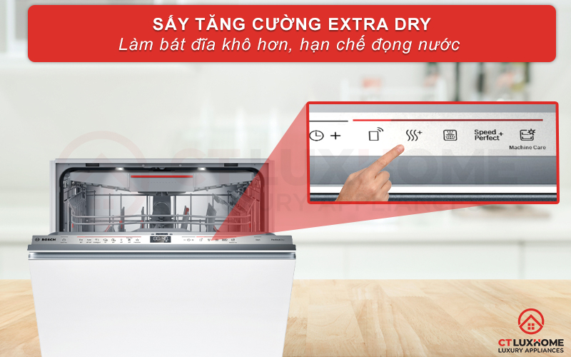 Sấy tăng cường Extra Dry cho bát đĩa khô hơn