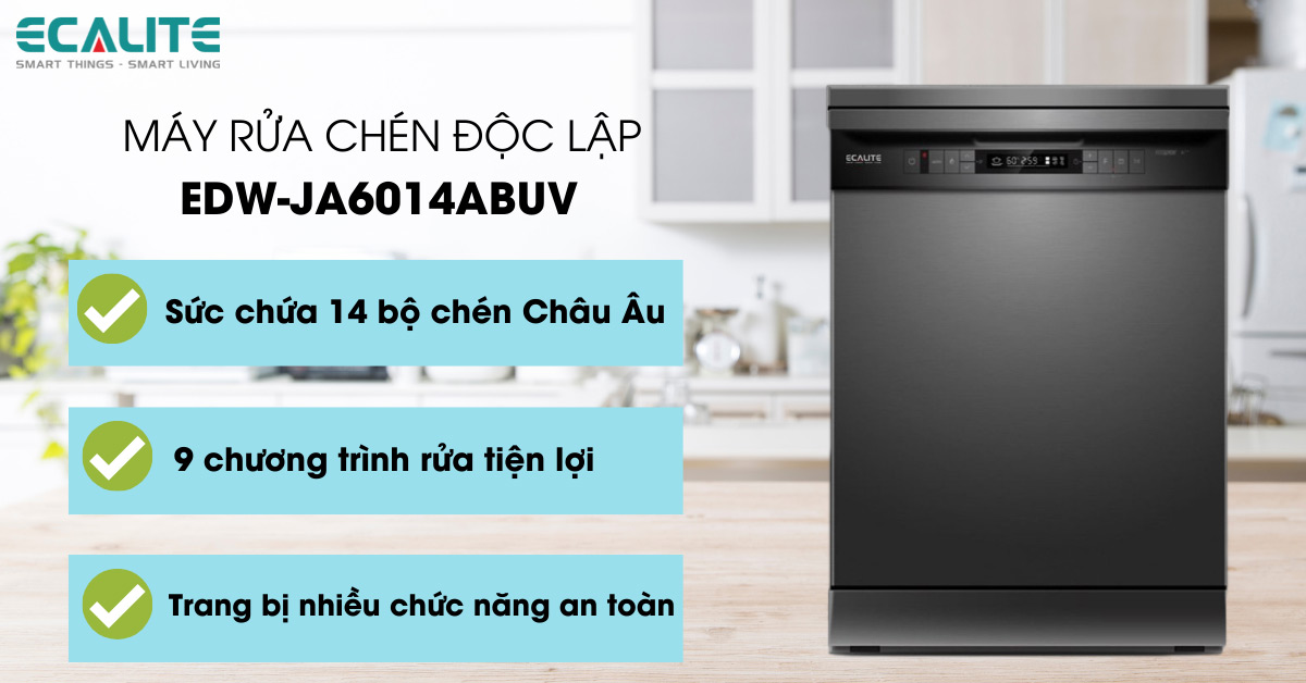 Máy rửa chén độc lập Ecalite EDW-JA6014ABUV