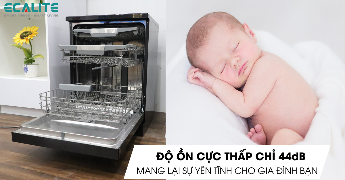 Độ ồn cực thấp vận hành êm ái của máy rửa chén EDW-JA6014ABUV