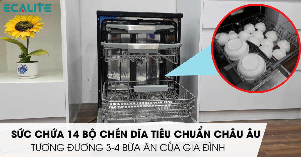 Sức chứa lớn của máy rửa chén EDW-JA6014ABUV