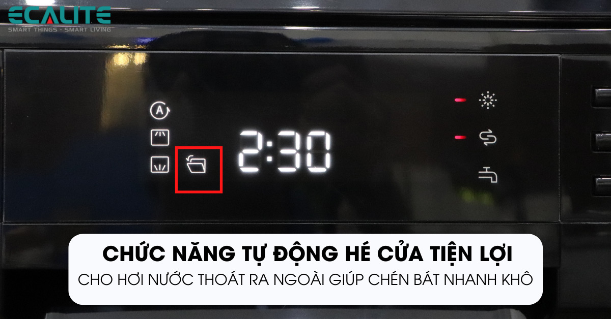 Chức năng tự động hé cửa của máy rửa chén Ecalite EDW-SMS6014AB