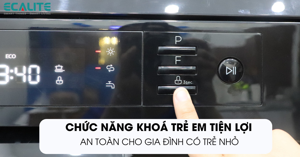 Chức năng khoá trẻ em của máy rửa chén EDW-SMS6014AB