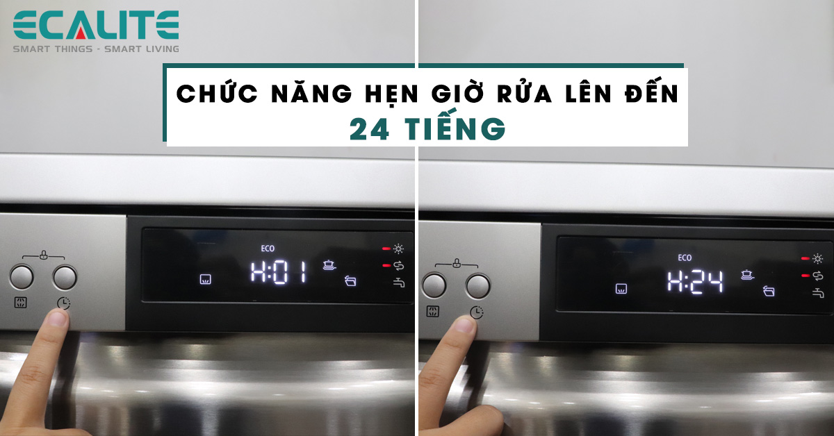 Máy rửa chén bát EDW-SMS6015AS có thể hẹn giờ rửa lên đến 24 tiếng