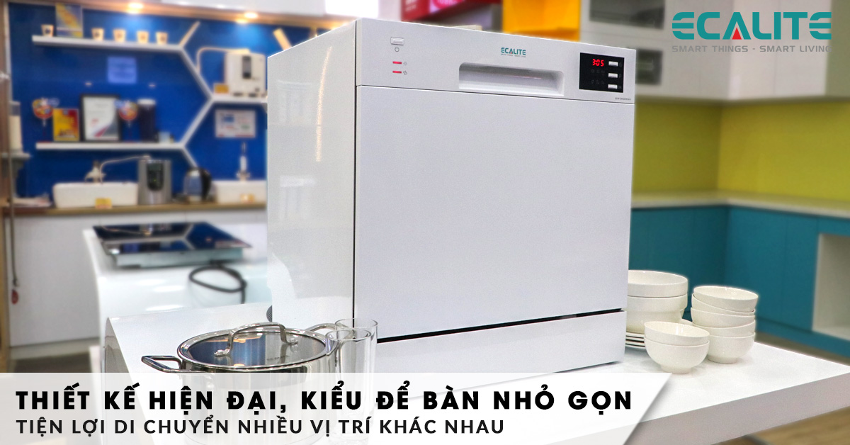 Máy rửa chén mini EDW-SMS6080WH có thiết kế hiện đại, nhỏ gọn