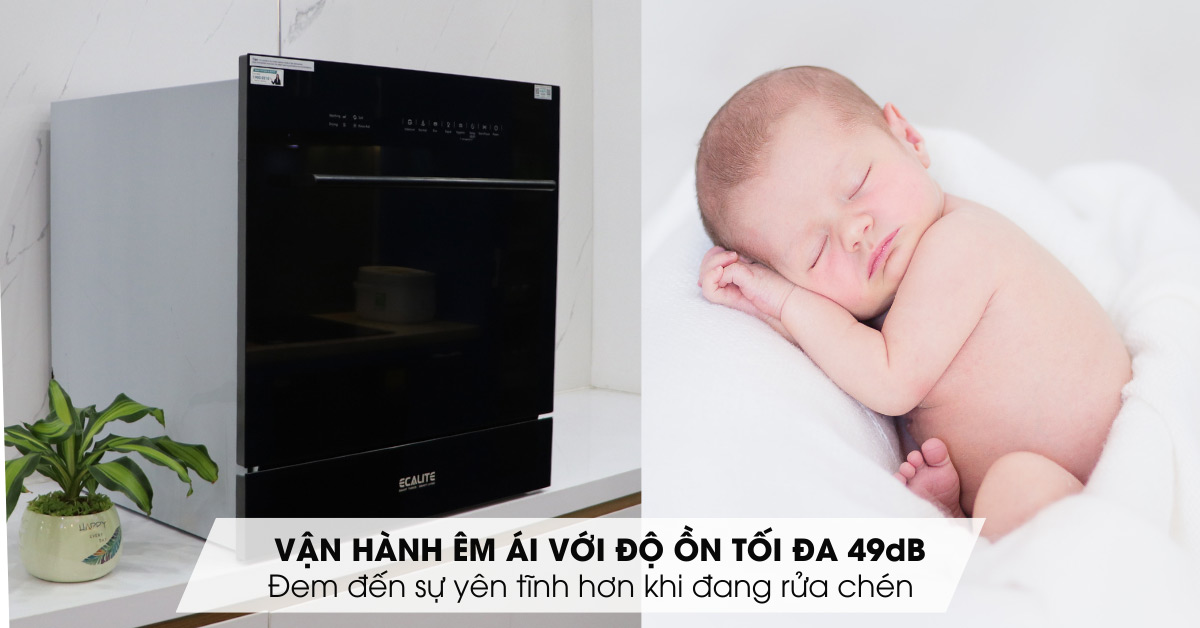 Máy rửa chén mini Ecalite vận hành êm