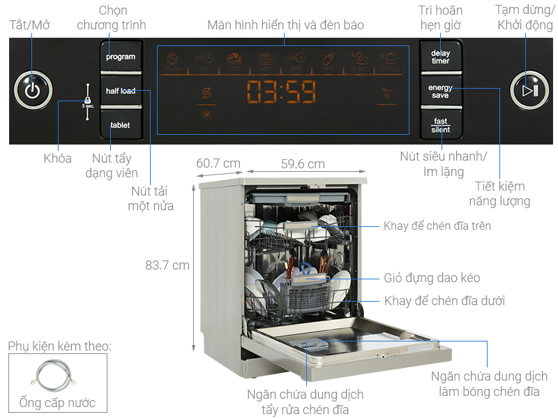 Máy rửa chén độc lập Hafele HDW F60C (533.23.200)