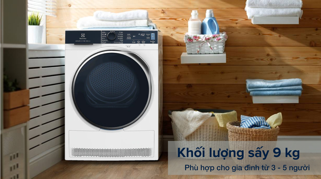 Máy sấy bơm nhiệt Electrolux 9 kg EDH903R9WB - Phù hợp cho gia đình từ 3 - 5 người