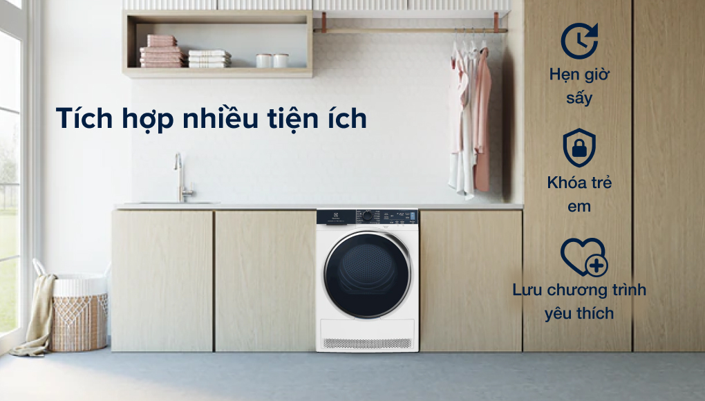 Máy sấy bơm nhiệt Electrolux 9 kg EDH903R9WB - Lưu chương trình sấy yêu thích