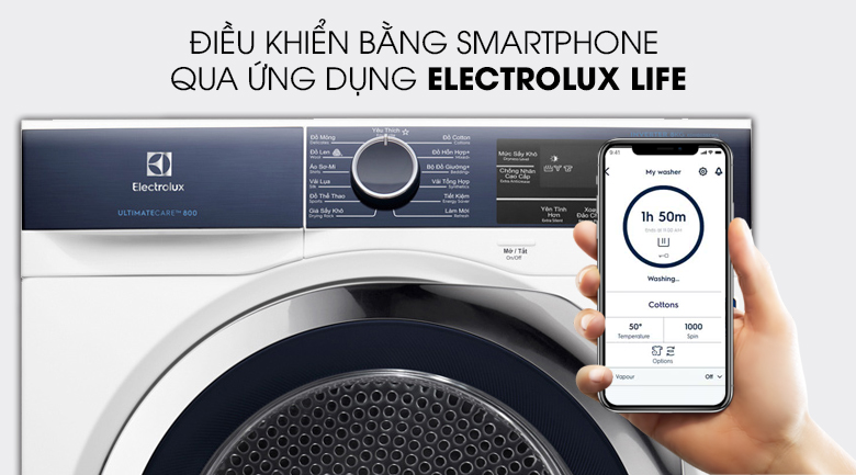 Điều khiển máy sấy từ xa với ứng dụng Electrolux Life