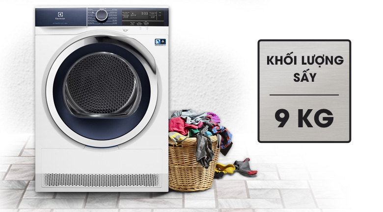 Máy sấy Electrolux EDH903BEWA có khối lượng sấy 9 Kg