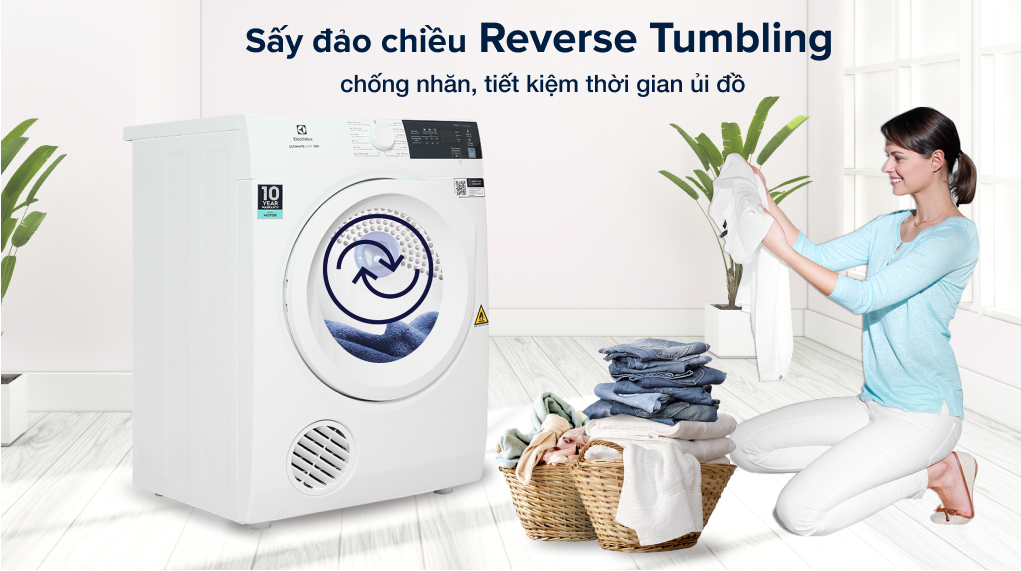 Máy sấy thông hơi Electrolux 7.5 kg EDV754H3WB - Sấy đảo chiều giảm nhăn