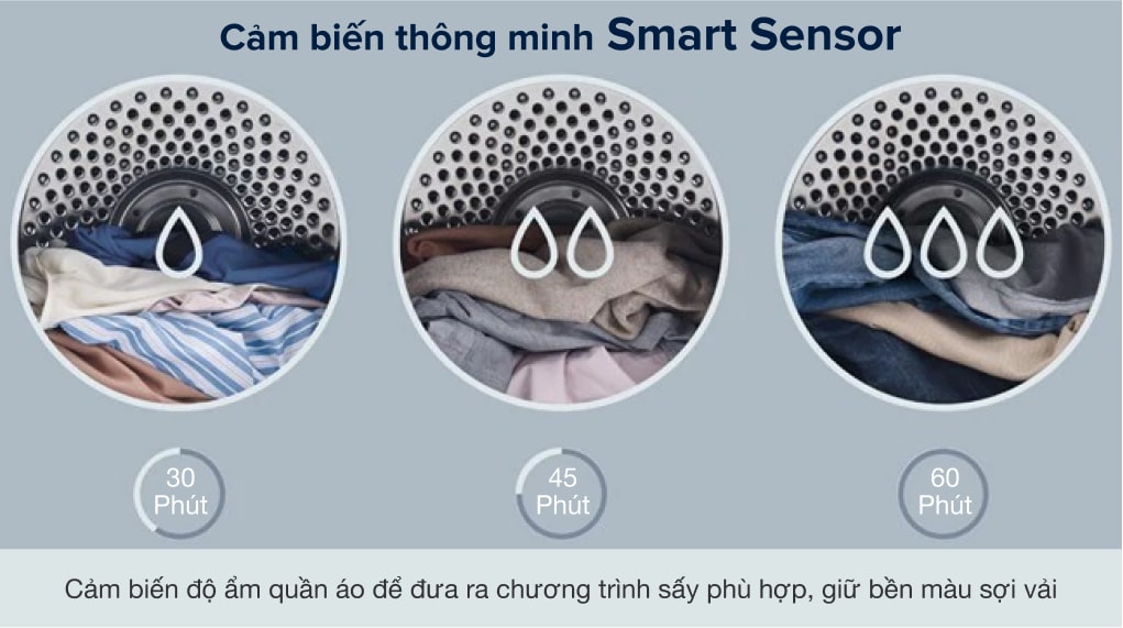 Máy sấy thông hơi Electrolux 8.5 kg EDS854J3WB - Cảm biến thông minh Smart Sensor