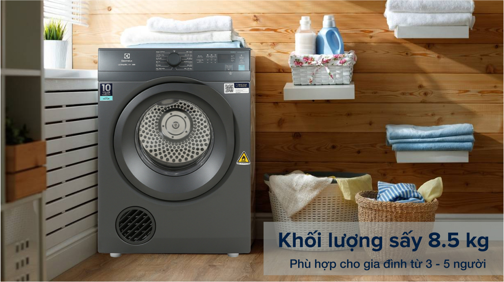 Máy sấy thông hơi Electrolux 8.5 kg EDV854N3SB - Khối lượng sấy 8.5 kg