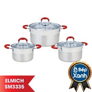 BỘ NỒI INOX SMARTCOOK 3 CHIẾC CỠ 16CM, 20CM, 24CM-SM3335