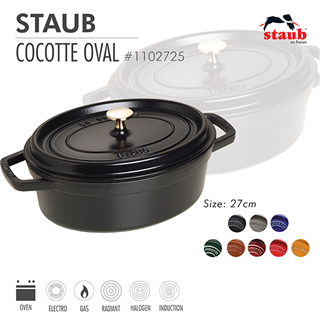 Nồi gang oval Staub 27 cm - Màu đen