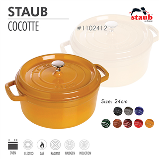 Nồi gang tròn Staub 24cm – Màu vàng mù tạt