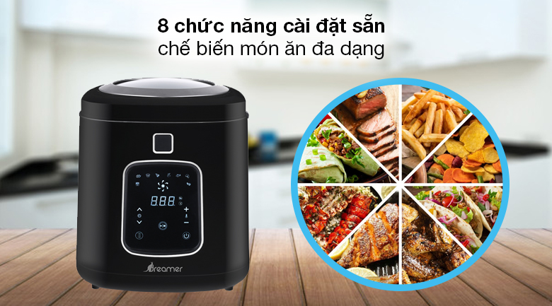 Nồi chiên không dầu Dreamer DF-S40B 3 lít - Thiết lập 8 chức năng nấu cài đặt sẵn