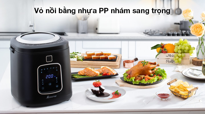 Nồi chiên không dầu Dreamer DF-S40B 3 lít - Vỏ nồi chiên không dầu bằng nhựa PP nhám sang trọng